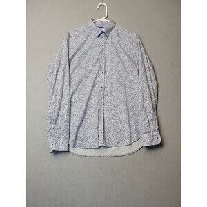 Dario Beltran Slim Fit 100% Cotton Blue Floral LS Button Up Shirt Men's 42 16.5